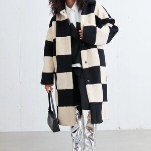 Oak & Fort Checkered Sherpa Coat
